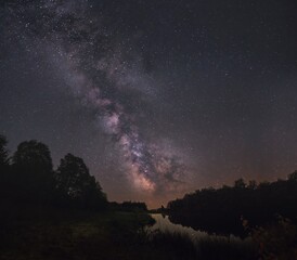 Milky Way Galaxy Over Tranquil Lake