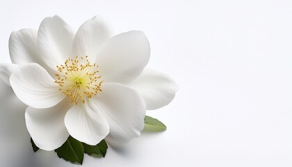 delicate white flower blossom against pure white backdrop whitebackground isolated plant