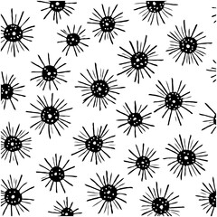 Abstract Black and White Floral Pattern with Hand-Drawn Style, Decorative Element
