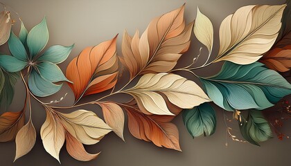 decorative leaf garland in elegant color palette