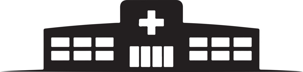 Fototapeta premium Black silhouette of a building with a cross symbol