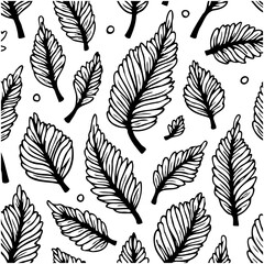 Seamless vector pattern with leaves, botanical illustration, natural design element
