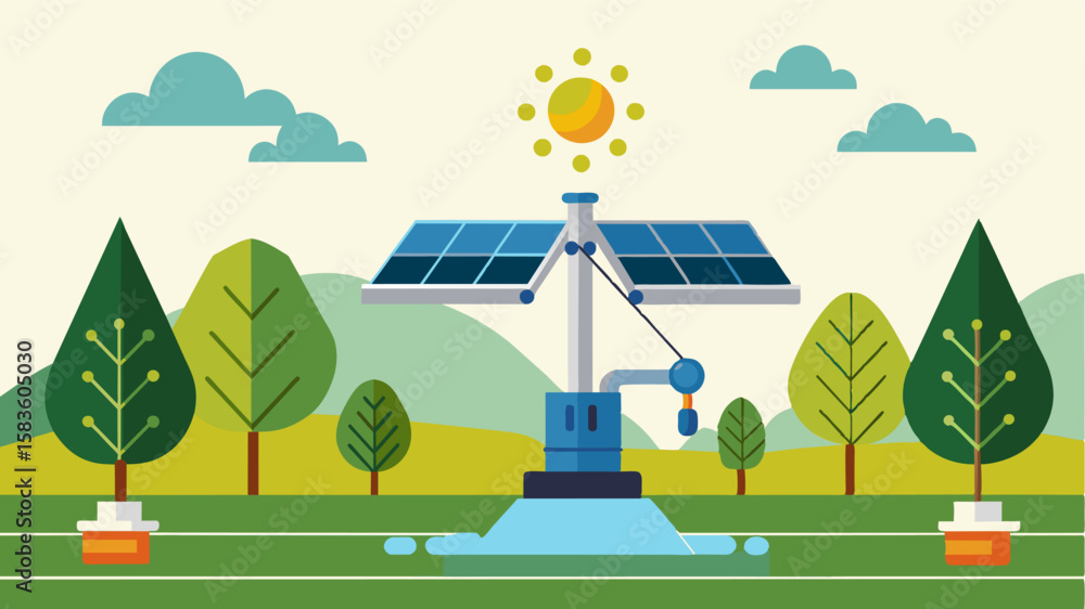 Poster an automated irrigation system powered by solar panels minimizing water waste and maintaining crop h