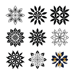Abstract Geometric Floral Pattern with Stylized Leaf Motifs