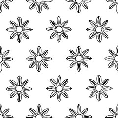 Seamless floral pattern with hand-drawn flowers on a white background design