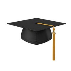 Black Graduation Cap with Gold Tassel: Achievement, Success, Education Concept