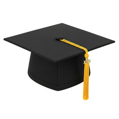 Black Graduation Cap with Gold Tassel: Achievement, Success, Education Concept