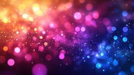 Purple Blue Orange Gradient Blurred Background with Soft Bokeh, Abstract Light Effect and 2/3 Text Space for Presentation Banners.