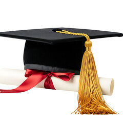 Graduation Cap, Diploma, and Gold Tassel: Achievement, Success, Education Concept