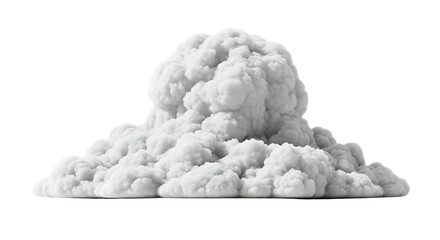Dramatic 3D Render of a Dense, White Smoke Plume; Isolated on Black Background, Abstract Texture.
