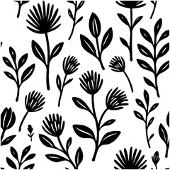 Elegant Black and White Floral Pattern: A Timeless Design for Creative Projects