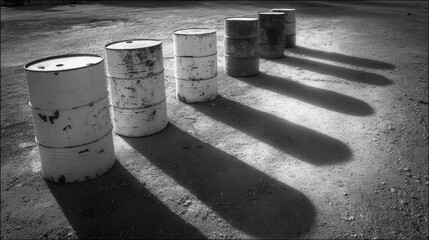 Metal drums in a row