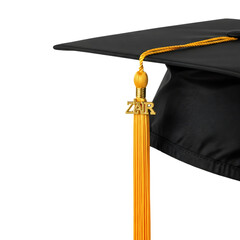 Graduation Cap with Gold Tassel and ZAIR Charm: Achievement, Success, Education