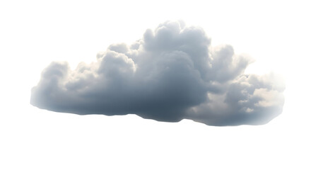 Isolated Cumulus Cloud; Dramatic, Textured, White and Gray,  Perfect for Compositing.