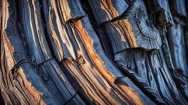 Blue fabric texture and natural brown wood pattern surface