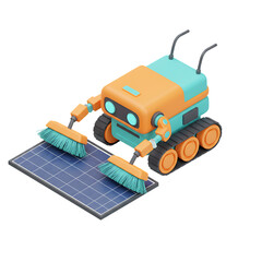 3D robot sweeping solar panel with dual brushes