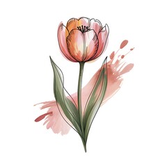 Watercolor Tulip Bloom flower botanical
