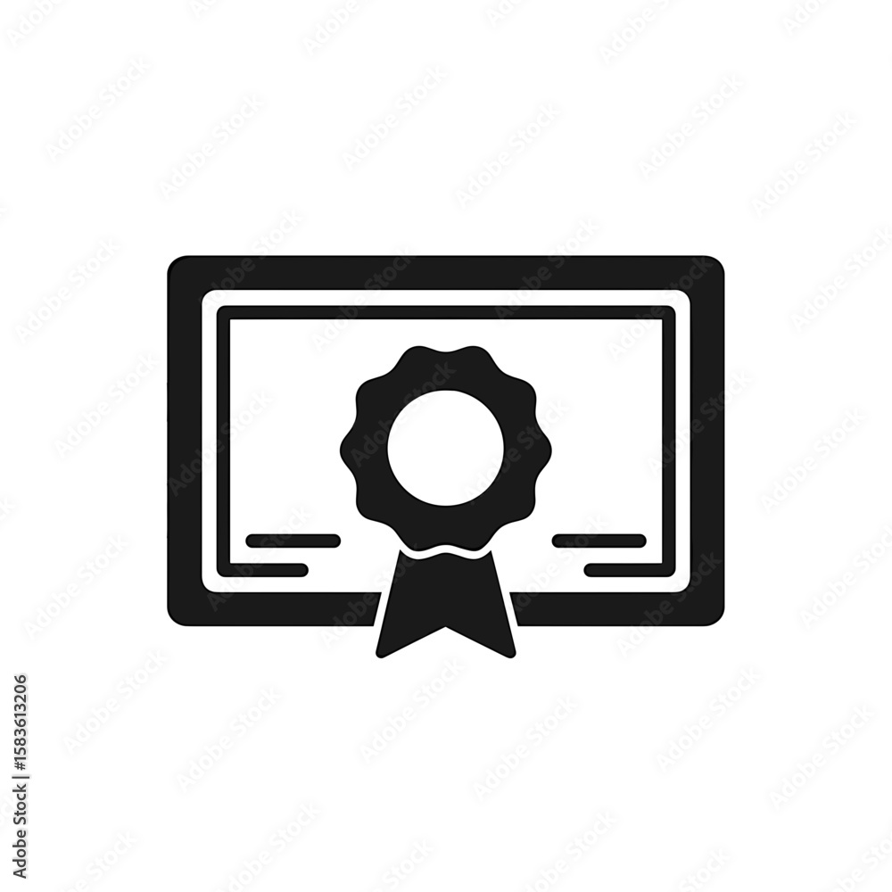 Aufkleber certificate with a rosette seal and ribbon displayed in a rectangular frame format design element