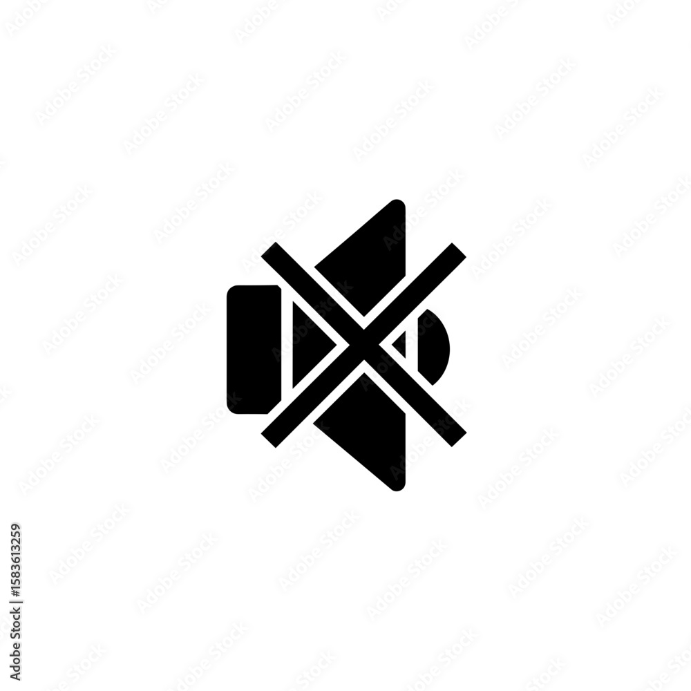Aufkleber muted speaker icon with a bold crossing lines indicating silence and volume control disabled feature