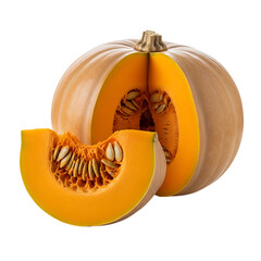 Butternut Squash Halves: Vibrant Autumn Harvest, Studio Shot, Isolated on Black Background