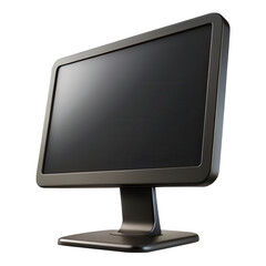 Modern dark computer monitor with a black screen isolated on transparent background