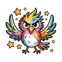 Angry rainbow bird with stars angry bird rainbow colors
