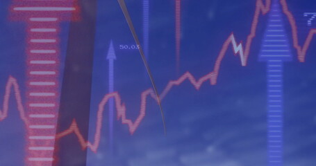 Displaying financial chart with jagged red line 50