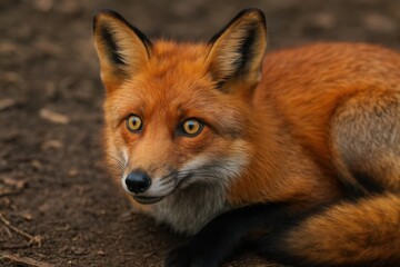 Obraz premium A red fox gazes into the distance, its eyes reflecting a world unseen
