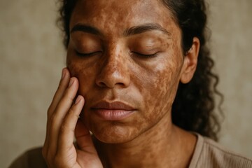 Fototapeta premium A Study in Contrasts - Skin with Vitiligo Against a Smooth Backdrop