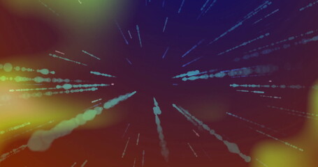Radiating cyan-blue light streaks spreading outward in virtual space, with gradient backdrop