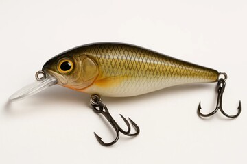A Close-Up of a Baitfish Lure on White Background