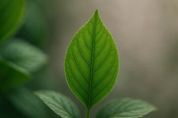 Fototapeta premium A Close-Up of a Lush Green Leaf Against a Blurred Background