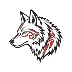 Fototapeta premium Tribal Tattoo Style Side View of a Calm Wolf