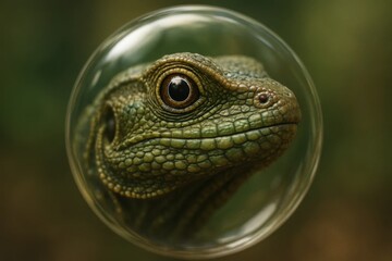 Obraz premium A lizard's tranquil presence captured in a moment of stillness