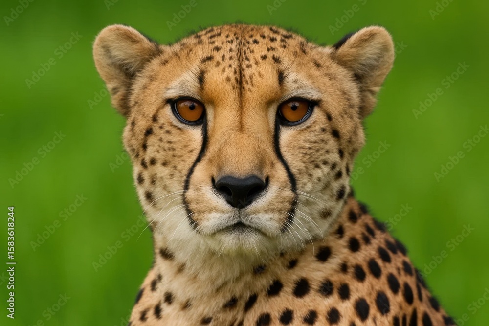 Poster a cheetah gazes directly into the camera with a serene expression