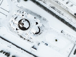 Aerial top down view of Orthodox Church of the 
