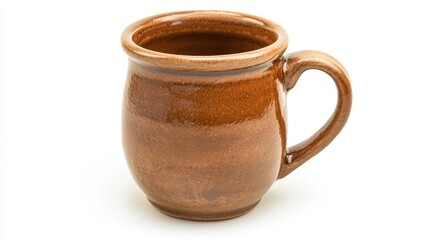 Rustic ceramic mug with glossy finish on a white background