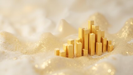 Golden bars in sandy area with light reflection