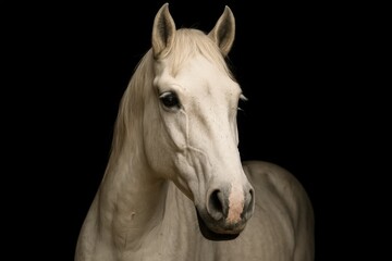 A White Horse Against a Black Backdrop
