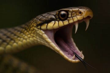 A coiled serpent's menacing gaze