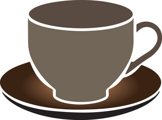 Teacup with Saucer Color Vector Design