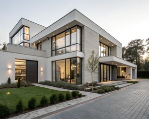 Contemporary Residential Architecture with Clean Lines and Neutral Tones in Daylight