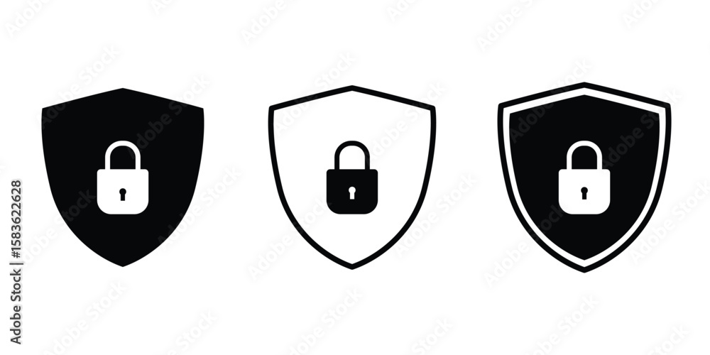 Aufkleber shield icon or security shield protection icon with lock symbol privacy icon , secure private securi