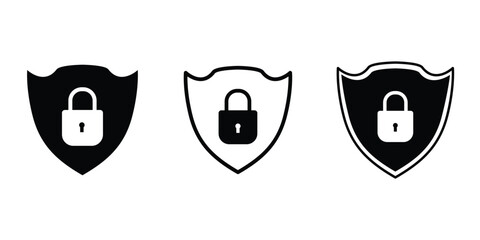 Shield icon or security shield protection icon with lock symbol privacy icon , secure private security icons - padlock icon button - Keyhole icon, Door key hole button