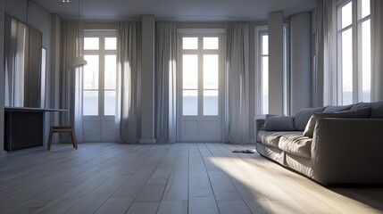 Obraz premium Modern Interior of a Spacious Living Room with Natural Light