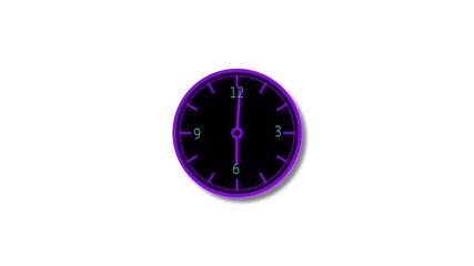 Vector classic black round wall clock. Time Icon on Transparent Background black . 4k video .
