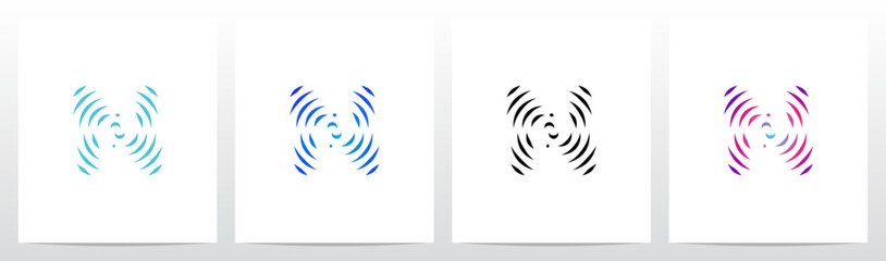 Ripples Echoes Curves Lines Strokes Initial Letter Logo Design N