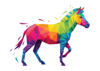 Obraz premium Colorful geometric zebra walking in a modern art style with vibrant colors and copy space 