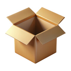 Open cardboard box with flaps up isolated on transparent background