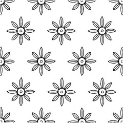 Seamless floral pattern with simple flower doodles, perfect for elegant design